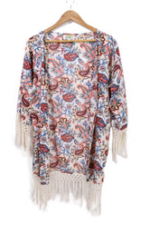 עליונית פרחים ופייזלי נשפכת בשמנת- S-M